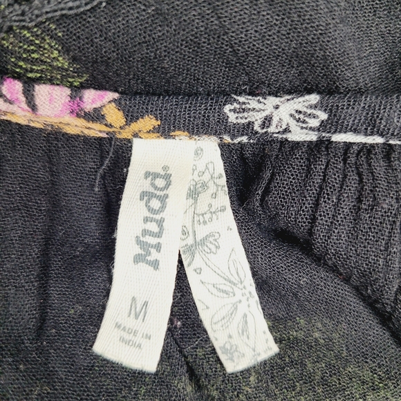 Mudd Dress Womens Medium Tiered Tie Front Dainty Witchy Floral Forest Nature VTG - Picture 3 of 11